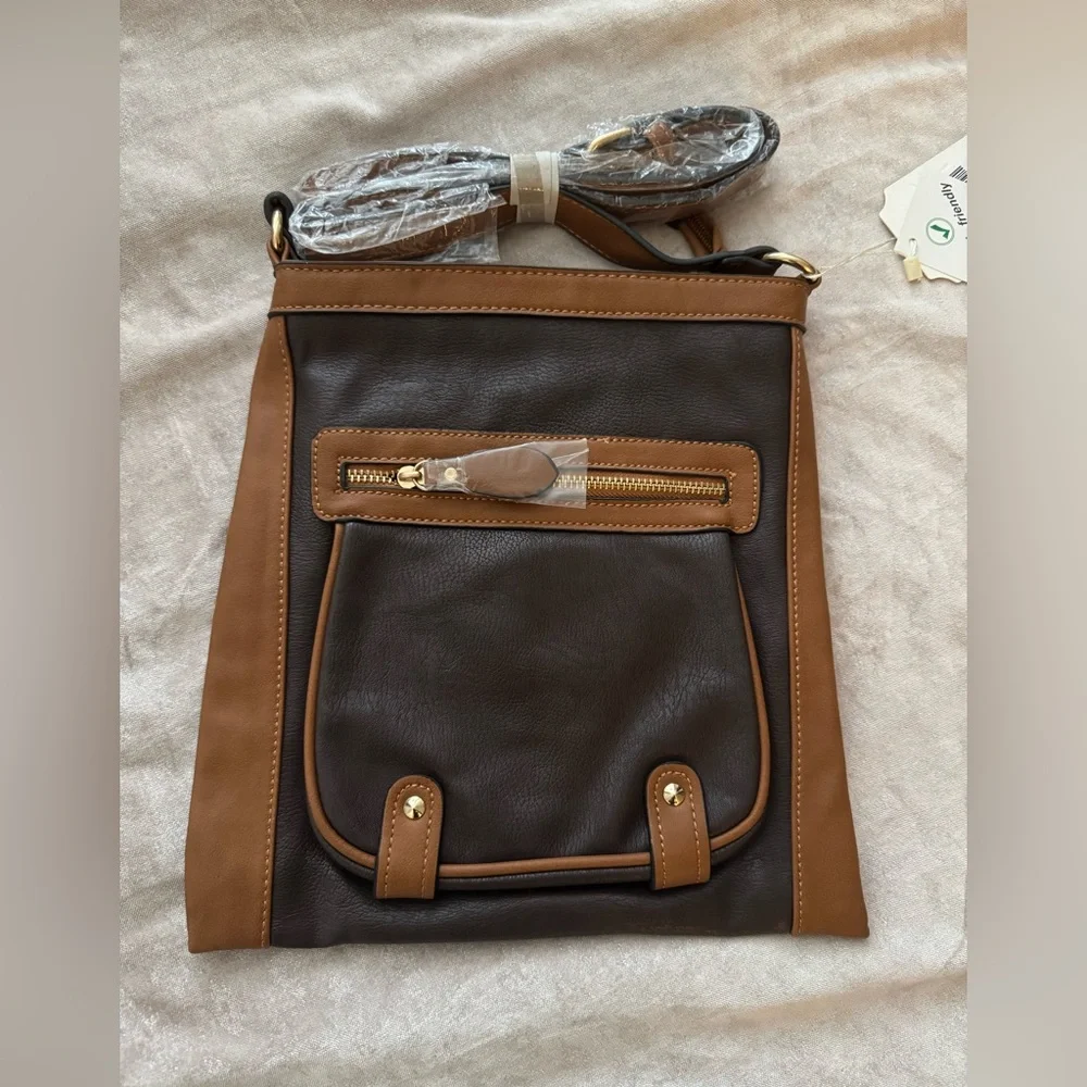 Brown and Tan Men's Bag